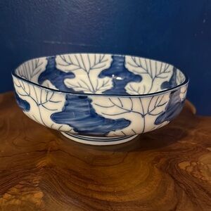 Vintage Otagiri Blue White Radish Leaf Bowl Blue & White Leaf Japanese Serving